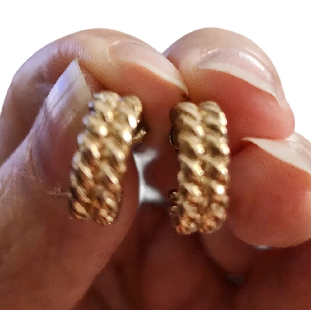 Goldtone Twisted Hoop Huggie Earrings